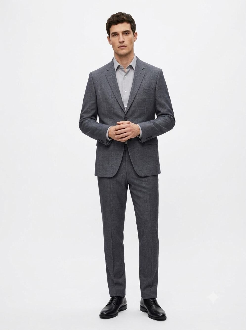 Jos. A. Bank 2 Piece Suit Set Men's 52R Gray Plaid Windowpane Wool Made In Haiti